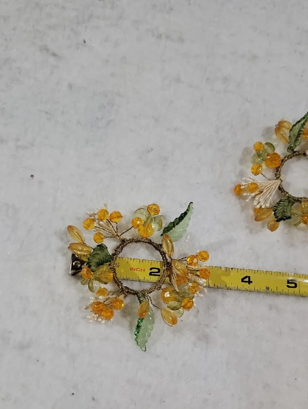 Handcrafted Yellow & Green Bead Floral Candle Rings